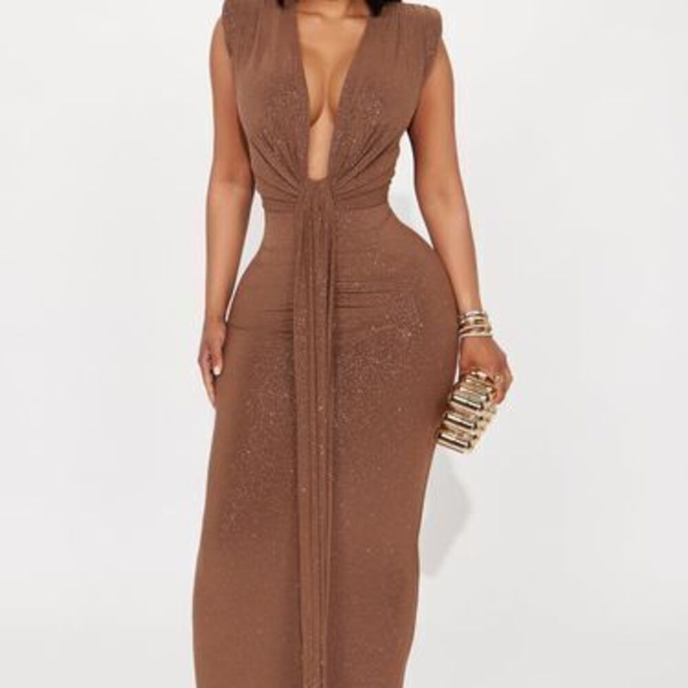 Fashion Nova Sincerely Yours Glitter Maxi Dress